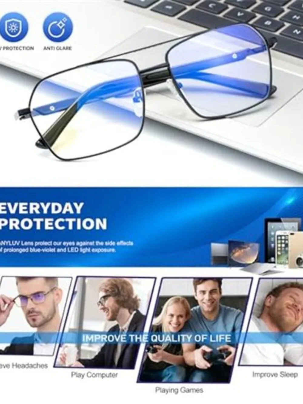 Blue Light Glasses Men/Women Blue Light Blocking Glasses Computer Screen Blocker
